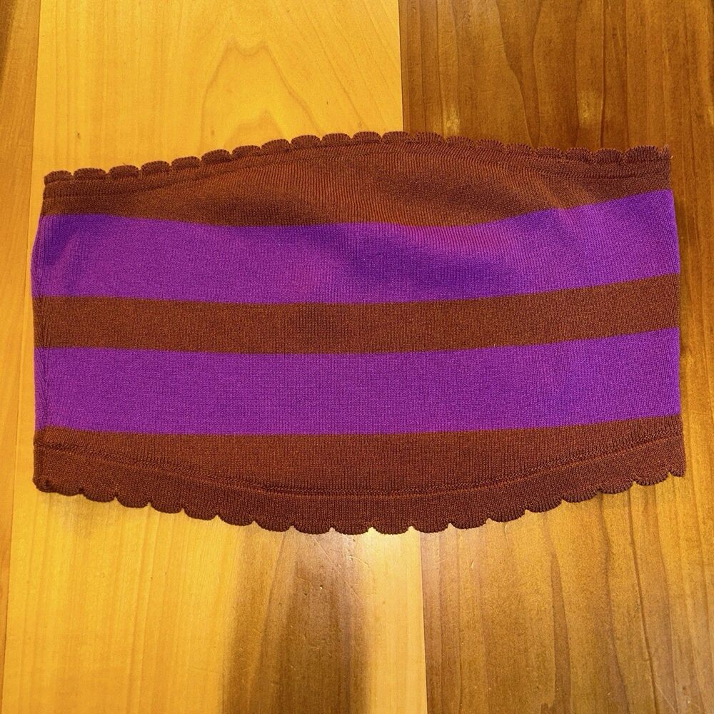 Anthropologie Women’s Mandy Striped Strapless Top. Medium. Purple/Brown